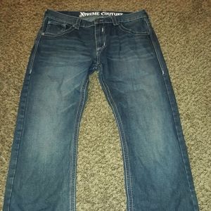 Medium dark wash relaxed jeans